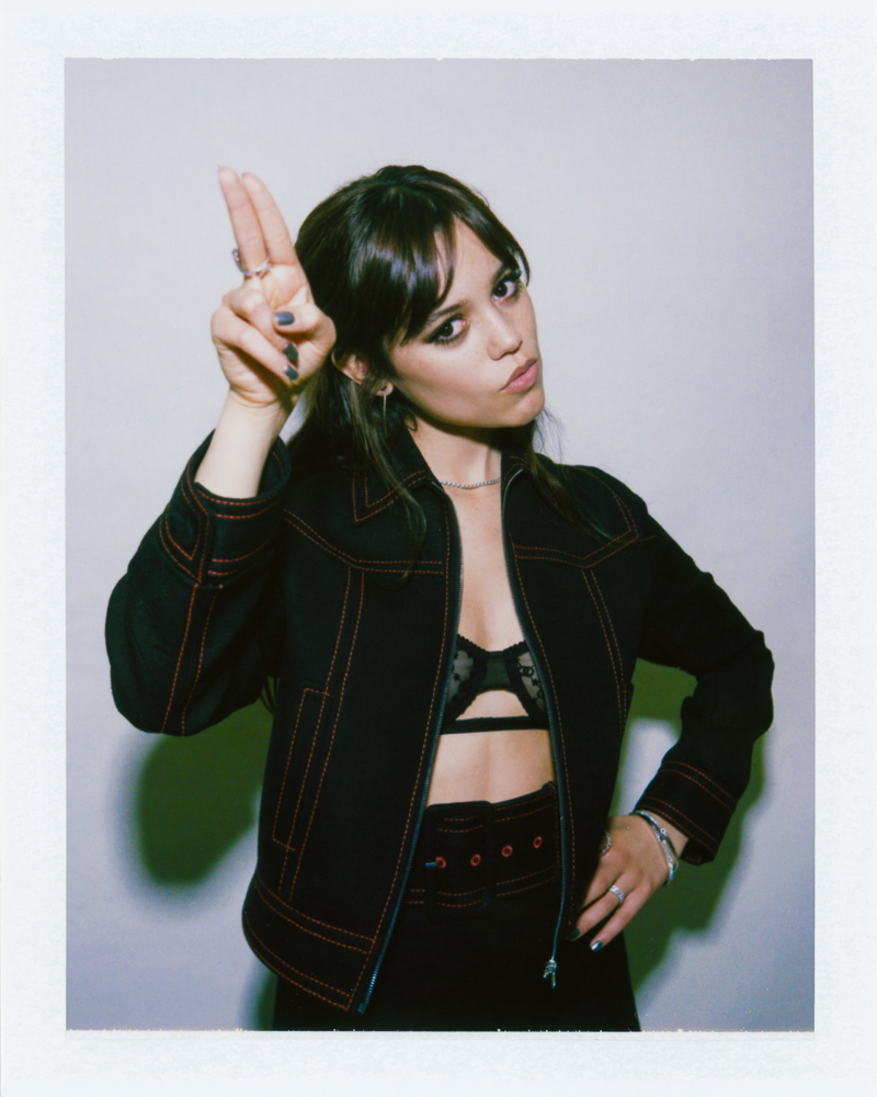 Actress Jenna Ortega photographed by female fashion and celebrity photographer Emily Soto in New York City on polaroid FP 100 C Fujifilm in studio