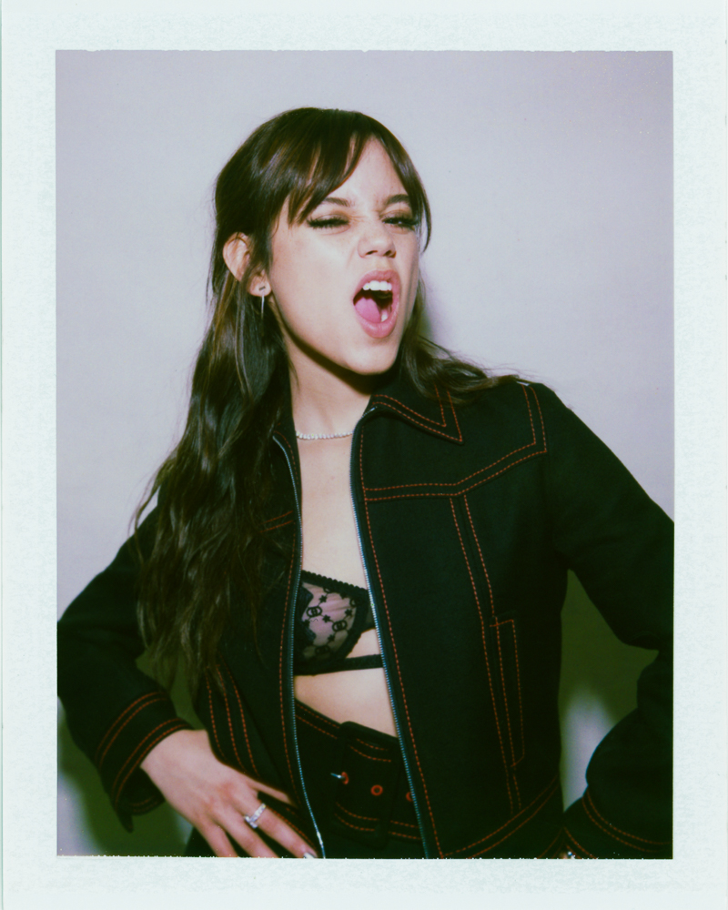 Actress Jenna Ortega photographed by female fashion and celebrity photographer Emily Soto in New York City on polaroid FP 100 C Fujifilm in studio