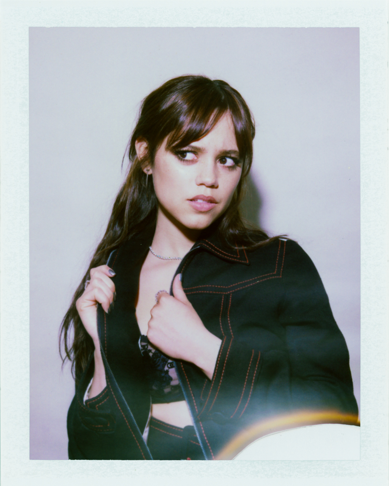 Actress Jenna Ortega photographed by female fashion and celebrity photographer Emily Soto in New York City on polaroid FP 100 C Fujifilm in studio