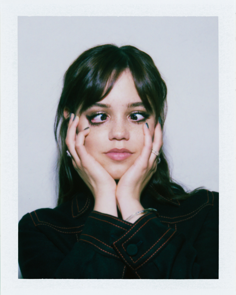 Actress Jenna Ortega photographed by female fashion and celebrity photographer Emily Soto in New York City on polaroid FP 100 C Fujifilm in studio