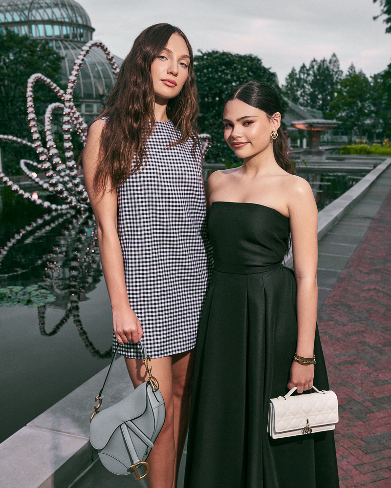 Portrait of actress Maddie Ziegler and Arianna Greenblatt shot by fashion and celebrity photographer Emily Soto for Dior in the Brooklyn Botanic Garden in NYC